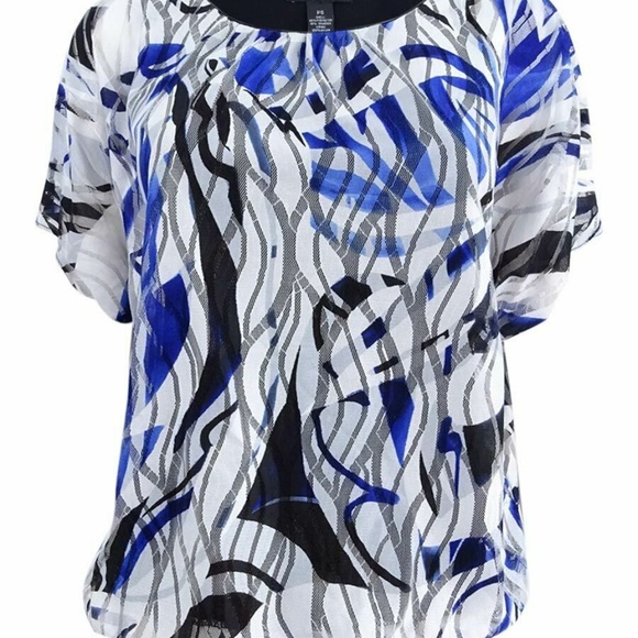 Alfani Petite Ladies' Printed Textured-Mesh Bubble - Picture 3 of 4